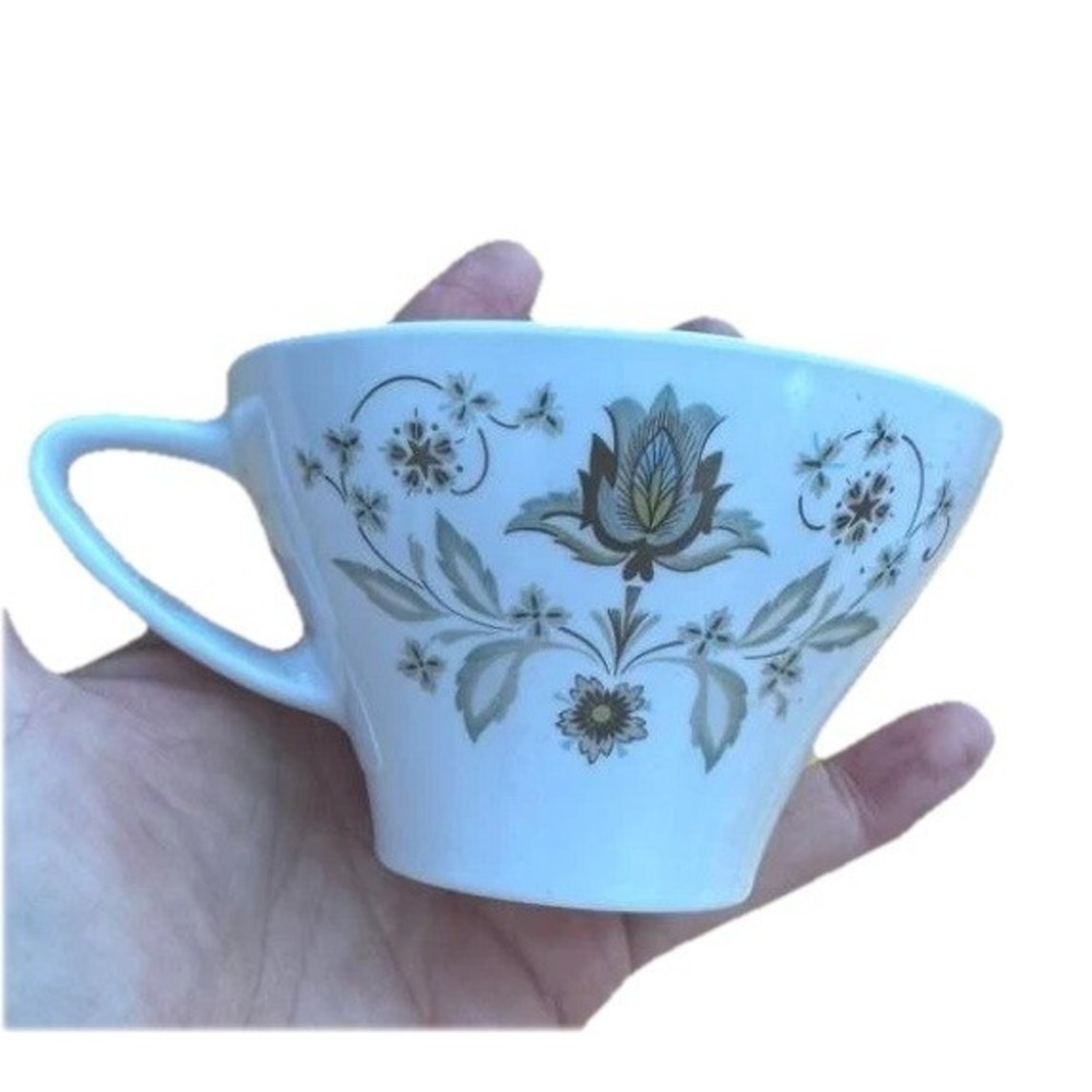 Vintage White Noritake Set of 11 Cups Creamer Green Floral Pattern Melamine - Picture 11 of 14